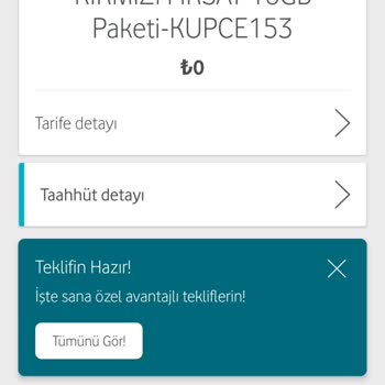 Vodafone Kırmızı Fırsat Yanlış Tarife Tanımlanması