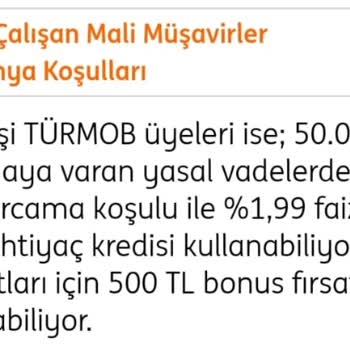ING 1,99 İle TÜRMOB Üyesi Sigortalı Malı Müşavirlere Kredi Kampanyası