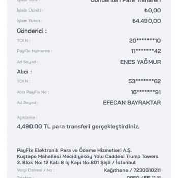 Payfix Bilgim Dışında Transfer