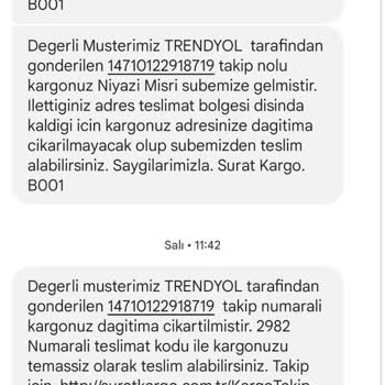 Sürat Kargo Teslimatı Yapılmadan İade Edilen Kargo