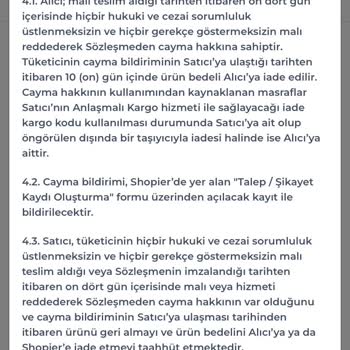 Shopier Obriigande Mağazası İade Kabul Etmemesi