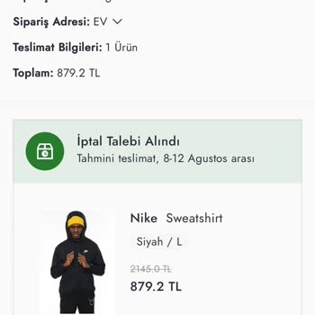 Boyner Habersiz Sipariş İptali
