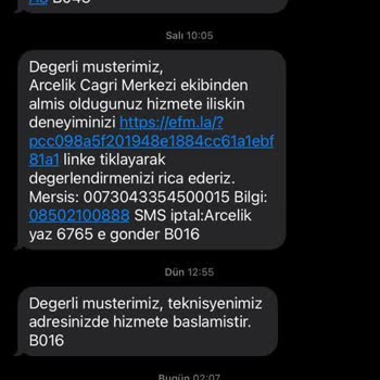 Arçelik Servis Randevu Gününe Gelmedi Ve Yanıltıcı SMS Gönderildi.