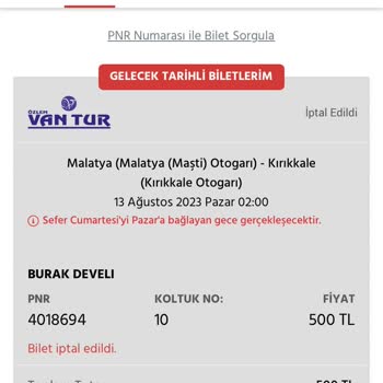 Obilet Biletimi İptal Etti