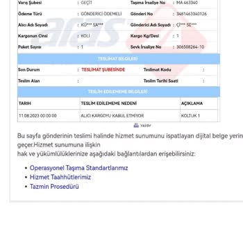 Aras Kargo Alıcı Kargoyu Kabul Etmiyor Yalanı