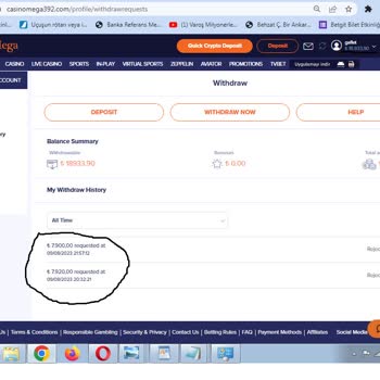 Casinomega Kazanç Ödememi Yapmıyor