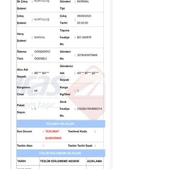Aras Kargo Tatil Dolayısıyla Teslim Yapılamadı Yazıp Kargomu Getirmedi!