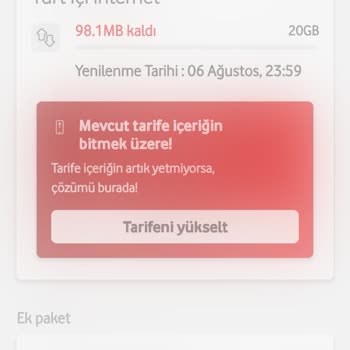Vodafone İnternet Aşım Paketi Hatası