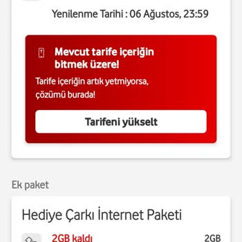 Vodafone İnternet Aşım Paketi Hatası