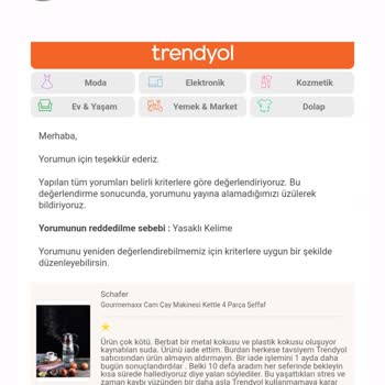 Trendyol Schafer Çay Makinesi Ürün İadesi