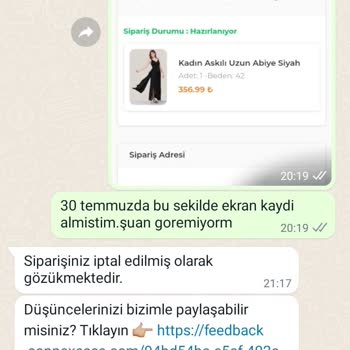 Patırtı Elbise Sipariş Verdim İptal Ettiler Ve Ücretini Yatırmadılar. Hala