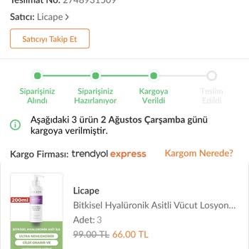 Trendyol Ürünüm Teslim Edilmedi
