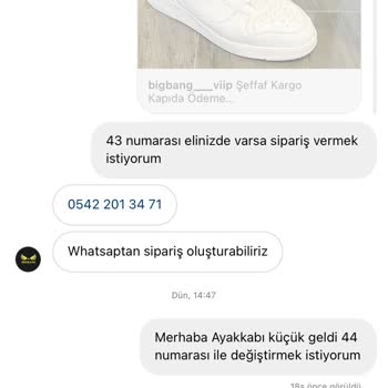 Bigbang Vip Ayakkabı Aldım Değişim İçin Geri Dönüş Yapmıyorlar