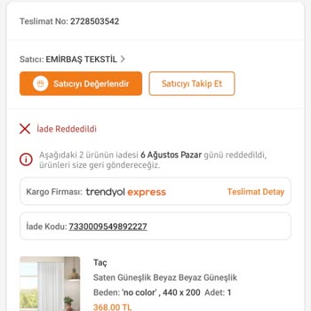 Trendyol Çözüm Bulamadı. 1aydır Mağdurum.