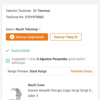 Sürat Kargo Teslim Edildi Şeklinde Gösterilip İade Edilen Ürün