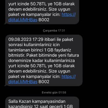 Turkcell Paket Aşımı