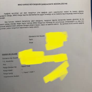 MNG Kargo Taşıma Taahhütnamesi İmzalatılması