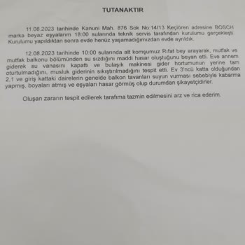 Bosch Servis Hatasından Kaynaklı Maddi Hasar