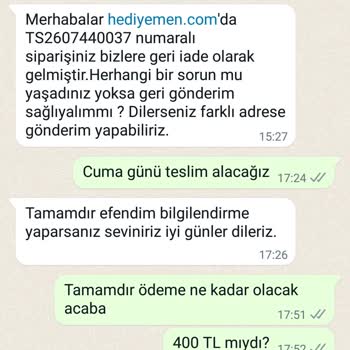 Hediyemen İade Edilmiş Olup Tekrar Kargo Da Denilmesi