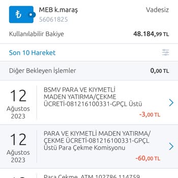 Yapı Kredi Bankası Maaş Çekimi Komisyon ATM