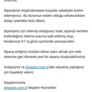 Amazon Siparişimi İptal Etti 2500 TL Zararım Var