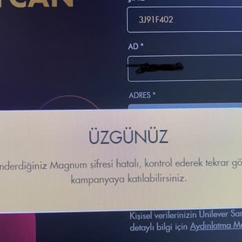 Magnum Kampanya Şifre Hatası