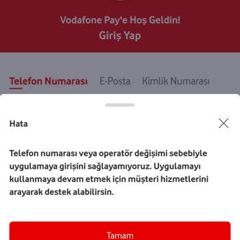 Vodafone Pay Uygulamasına Kayıt Olamama