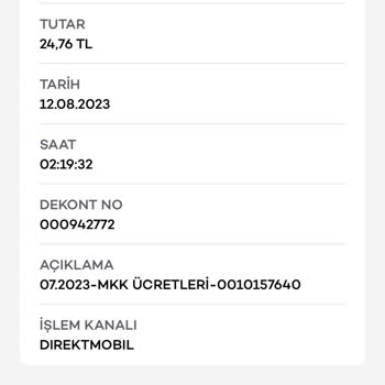 Akbank MKK İşlem Ücreti