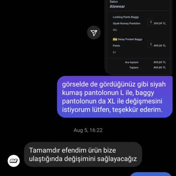 Atewear Değişim İçin Gönderdiğim Pantolonlardan Haber Yok