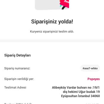 Popeyes Geç Sipariş Teslimatı