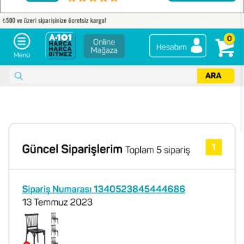 A101 Online Alışverişten Yaptığım Sipariş İptalimin Para İadesi
