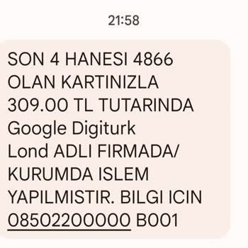 Google Digiturk London GB Bilgim Dışında Para Çekilmesi