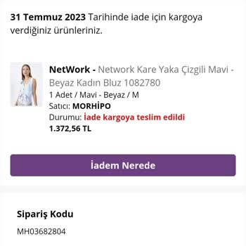 Morhipo İadem Yolda Görünüyor