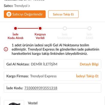 Trendyol Express Trendyol Ürün İadesi Yapılmıyor
