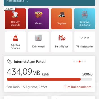 Vodafone Tanımlanan İnternet Aşım Paketi
