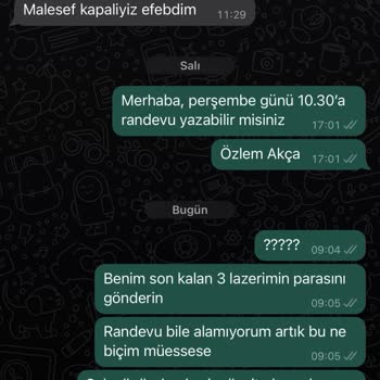 Moonlight Güzellik Merkezi (Ankara) 3 Aydır Lazerime Randevu Alamıyorum Tüm Ödemelerimi Yaptım.