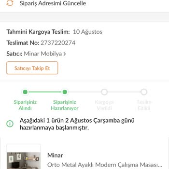 Trendyol Minar Mobilya Ürünü 2 Haftadır Göndermiyor