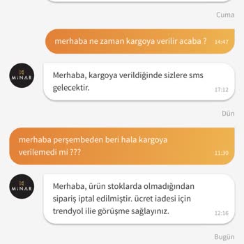 Trendyol Minar Mobilya Ürünü 2 Haftadır Göndermiyor