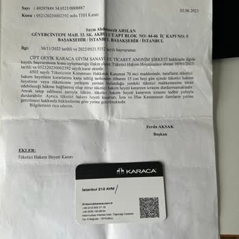 Karaca Giyim Karaca Firması, Tüketici Hakem Heyetinin Kararlarını Tanımıyor.
