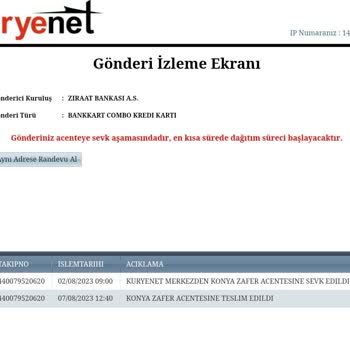 Kuryenet Kartımı Bana Teslim Etmiyor.
