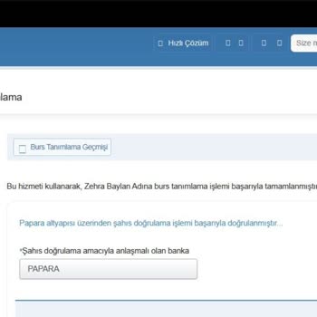 P*****a Anlaşmalı Burs Başvurusu İşlem