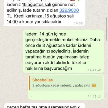 Shoebellas İade Ücretini Yatırmıyor