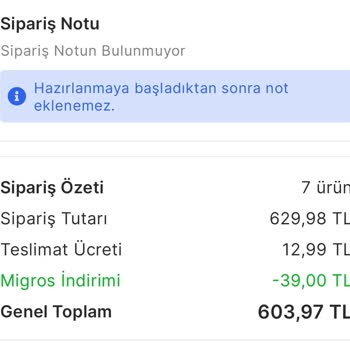 Migros Sanal Market Alışverişi