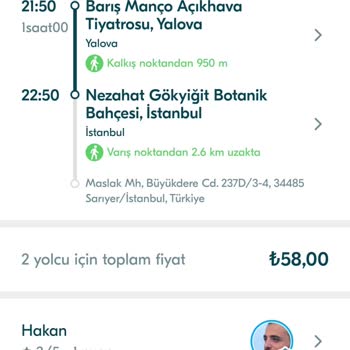 BlaBlaCar Fiyat 58 TL İken Mesaj Olarak 400 TL İstenmesi
