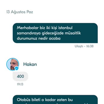 BlaBlaCar Fiyat 58 TL İken Mesaj Olarak 400 TL İstenmesi