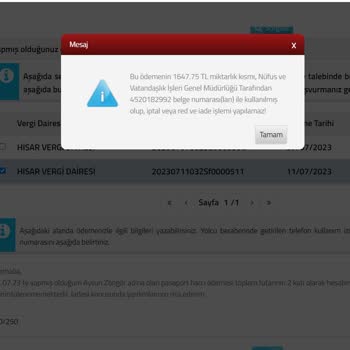 Hisar Veraset Ve Harçlar Vergi Dairesi Pasaport Harcı Fazla Çekilen Tutar