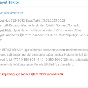 TÜRKSAT Uydu Haberleşme Kablo TV Ve İşletme A. Ş İnternet Sorunu
