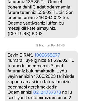 Digiturk Fatura Ödemesi İçin