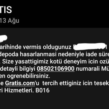 Gratis Depoda Hasar Aldı Gerekçesiyle İade Yapması