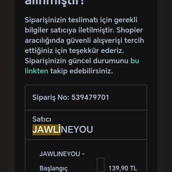 Jawlineyou 4 Gündür Gönderilmeyen Sipariş